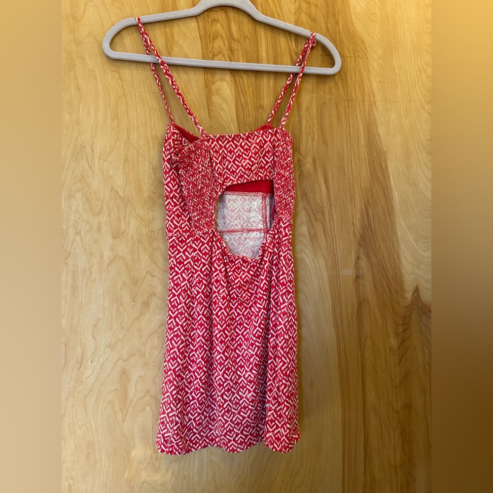 Free People Red Patterned Mini Dress - Picture 4 of 4